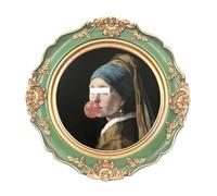 WINPLUS+ Vintage Picture Frame 4x4 Round,Luxury Antique Photo Frame With Golden Distressed Flower Furnishing, Retro Style Decor, Real Glass Front,Wall Mount and Tabletop Display, Art Gallery (4*4