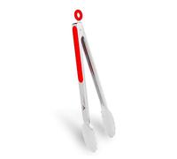 WINPOST Stainless Steel Kitchen Tongs 34cm,Stainless Steel and Non-Slip Heat Resistant Handle - Great for Cooking, Salad, Grilling and Barbecue (34cm, Red)