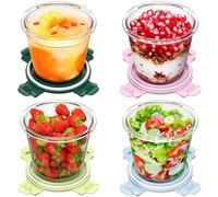 Winproper 4 Pack Glass Meal Prep Containers with Airtight Lids, Leak-proof Round Storage Containers Set, Reusable Glass Soup Containers Overnight Oats Containers for Leftover, Soup, Fruit