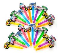 Winrayk Monster Truck Party Favors, 24Pcs Mini Bubble Wands for Kids Bubbles Bulk with Detachable Topper(6 Style & Color), Summer Goodie Bag Stuffer Pinata Filler Monster Truck Birthday Supplies Decor