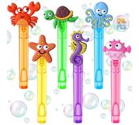 Winrayk Under the Sea Party Favors, 24Pcs Self-designed Mini Bubble Wands for Kids Ocean Animals Bubbles Bulk & Detachable Topper (6 Styles), Birthday Gift Pinata Goodie Bag Stuffer Classroom Prizes