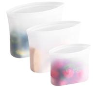 Winrock Reusable 100% Silicone Food Storage Bags, Sandwich Snack Bags New Generation Stand Up Zip Container for Soup and Leftovers, Plastice & BPA Free, Microwave Oven Safe 3 Pack (51oz, 34oz, 17oz)