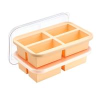 Winrock Super Ice Cube Tray 1 Cup X 4 Portions Big Silicone Freezing Mold with Lid, for Soup&Meal, Prep Food Leftovers Freezer Storage Container, 2Pack