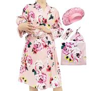 WINROLA Maternity Robe with Matching Swaddle Soft Mommy Robe Receiving Blanket Set…, A01pink, S