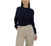 Win's Cashmere Round Neck Sweater for Women, Made in Italy, Navy Blue (816), XXL