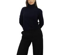 Win's Cashmere Turtleneck Sweater for Women. Made in Italy, Navy blue, XXL