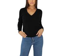 Win's Women's Cashmere V-Neck Sweater, Made in Italy, Black, XXL