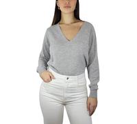 Win's Women's Cashmere V-Neck Sweater, Made in Italy, Flecked grey, XXL
