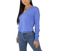 Win's Women's Cashmere V-Neck Sweater, Made in Italy, Heather Blue, S