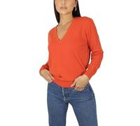 Win's Women's Cashmere V-Neck Sweater, Made in Italy, Orange, L