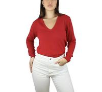 Win's Women's Cashmere V-Neck Sweater, Made in Italy, Red, XXL