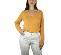 Win's Women's Cashmere V-Neck Sweater, Made in Italy, Yellow, XL
