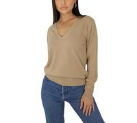 Win's Women's V Neck Cashmere Sweater Made in Italy, camel, L