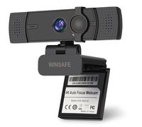 WINSAFE 4K Webcam for PC, 4K UHD Video Calling, PDAF AutoFocus, Dual Noise-Canceling Microphones, 70° FOV, 1080P@60FPS, Privacy Cover, USB Plug&Play, Works with Teams, Zoom, OBS, Skype, Google Meet