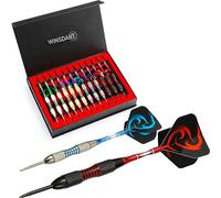 WINSDART ADKX Steel Tip Darts 12 Pack Set with Nonslip Iron Barrel Aluminum Dart Shafts and Flights + Darts Sharpener + an Gift Box (Darts-F)