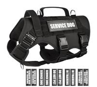 WINSEE Service Dog Harness for Large Dogs, Tactical Work Vest with 10 Pet Patches, No Pull, Durable Harness for Training, Walking