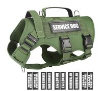 WINSEE Service Dog Vest Harness for Large Dog, Tactical Working MOLLE Vest with 10 Pet Patches, No Pull Heavy Duty Harness for Training Walking