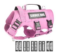 WINSEE Service Dog Vest Harness for Large Dog, Tactical Working MOLLE Vest with 10 Pet Patches, No Pull Heavy Duty Harness for Training Hunting Walking