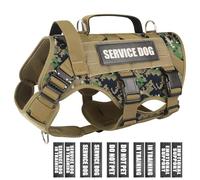WINSEE Service Dog Vest Harness for Medium Dog, Tactical Working MOLLE Vest with 10 Pet Patches, No Pull Heavy Duty Harness for Training Walking