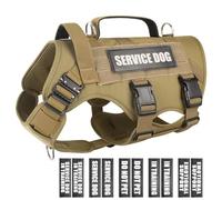 WINSEE Service Dog Vest Harness for Medium Dog, Tactical Working MOLLE Vest with 10 Pet Patches, No Pull Heavy Duty Harness for Training Hunting Walking