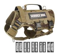 WINSEE Service Dog Vest Harness for Medium Dog, Tactical Working MOLLE Vest with 10 Pet Patches, No Pull Heavy Duty Harness for Training Walking