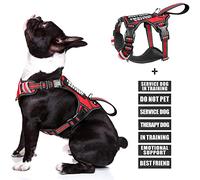 WINSEE Service Dog Vest No Pull Dog Harness with 7 Dog Patches, Reflective Pet Harness with Durable Soft Padded Handle for Training Small, Medium, Large, and Extra-Large Dogs (Medium, Red)