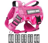 WINSEE Tactical Dog Harness for Medium Dog, Heavy Duty Service Working MOLLE Vest with 10 Pet Patches, 2X Metal Buckle Vest for Training Hunting Walking