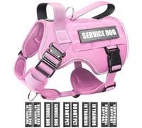 WINSEE Tactical Dog Harness for Medium Dog, Heavy Duty Service Working MOLLE Vest with 10 Pet Patches, 2X Metal Buckle Vest for Training Hunting Walking