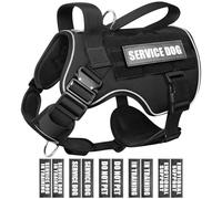 WINSEE Tactical Dog Harness for Medium Dog, Heavy Duty Service Working MOLLE Vest with 10 Pet Patches, 2X Metal Buckle Vest for Training Hunting Walking