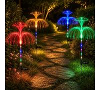 Winsegom 4 Packs Solar Lights Outdoor Garden, Colour Changing Solar Jellyfish Lights, Waterproof Starburst Light Dandelion Stake Jellyfish Decorative Light for Yard Lawn Party Patio Wedding Decor