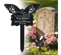Winsegom Butterfly Memorial Shaped Stake, Black Acrylic Weatherproof Grave Marker, Outdoor Memorial Plaque for Yard, Grave Remembrance Decoration, Sympathy Gift for the Loss of a Loved One