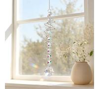 Winsegom Crystal Sun Catcher, Rainbow Suncatcher for Windows, Colorful Gazing Ball Spiral Tail, Hanging Crystal Suncatcher for Indoor Outdoor Garden Decoration & Gift for Crystal Lovers