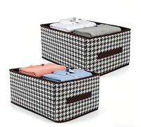 Winsegom Foldable Storage Baskets for Shelves, 2PCS Closet Organizer Bins, Fabric Storage Boxes with Reinforced Carry Handles, Multi-Purpose Storage Baskets for Clothes, Books, Toys, 40x28x20cm
