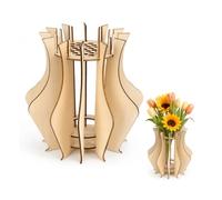 Winsegom Wooden Puzzle Vase,DIY Building Block Flower Vase Stand | for Home and Office Decoration,3D Assembly Wooden Vase Holder for Artificial & Lego Flowers,Openwork Design