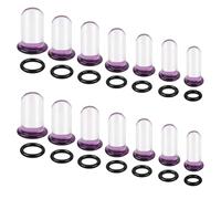 WINSENET 14Pcs Glass Ear Stretching Kit 7.5-12mm Plugs for Ears Gauges with O-Rings Single Flare Glass Gauge Stretching Kit Ear Expander Body Piercing Jewelry for Women Men