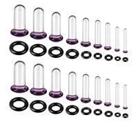 WINSENET 18Pcs Glass Ear Stretching Kit 1.6-7mm Plugs for Ears Gauges with O-Rings Single Flare Glass Gauge Stretching Kit Ear Expander Body Piercing Jewelry for Women Men