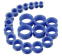 WINSENET 20Pcs Silicone Ear Gauges 2G-25mm Flexible Ear Tunnels Gauges Soft Expander Stretching Ear Plugs Tunnels Black Earring Piercings Jewelry for Men Women, Middle, Silicone, no gemstone