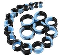 WINSENET 20Pcs Silicone Ear Gauges 2G-25mm Flexible Ear Tunnels Gauges Soft Expander Stretching Ear Plugs Tunnels Black Earring Piercings Jewelry for Men Women, Middle, Silicone, no gemstone