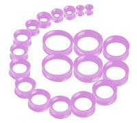 WINSENET 20Pcs Silicone Ear Gauges 2G-25mm Flexible Ear Tunnels Gauges Soft Expander Stretching Ear Plugs Tunnels The Purple Earring Piercings Jewelry for Men Women