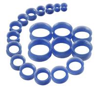 WINSENET 20Pcs Silicone Ear Gauges 2G-25mm Flexible Ear Tunnels Gauges Soft Expander Stretching Ear Plugs Tunnels Black Earring Piercings Jewelry for Men Women, Middle, Silicone, no gemstone