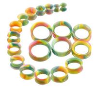 WINSENET 20Pcs Silicone Ear Gauges 2G-25mm Flexible Ear Tunnels Gauges Soft Expander Stretching Ear Plugs Tunnels Black Earring Piercings Jewelry for Men Women, Middle, Silicone, no gemstone