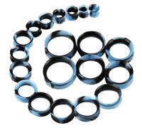 WINSENET 20Pcs Silicone Ear Gauges 2G-25mm Flexible Ear Tunnels Gauges Soft Expander Stretching Ear Plugs Tunnels Black Earring Piercings Jewelry for Men Women, Middle, Silicone, no gemstone