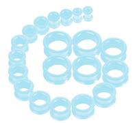 WINSENET 20Pcs Silicone Ear Gauges 2G-25mm Flexible Ear Tunnels Gauges Soft Expander Stretching Ear Plugs Tunnels Black Earring Piercings Jewelry for Men Women, Middle, Silicone, no gemstone