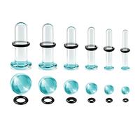 WINSENET 6Pcs Glass Ear Stretching Kit 1.6-4mm Plugs for Ears Gauges with O-Rings Single Flare Glass Gauge Stretching Kit Ear Expander Body Piercing Jewelry for Women Men