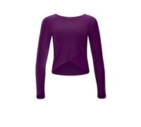 Winshape Functional Light and Soft Cropped Long Sleeve Top AET131LS with Overlap Appliqué, Ultra Soft Style, Fitness, Leisure, Yoga, Pilates