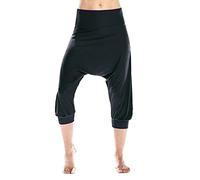 WINSHAPE HP201LS Women's Functional Light and Soft 3/4 Harem Trousers, Ultra Soft Style, Leisure, Sports, Yoga, Workout Black