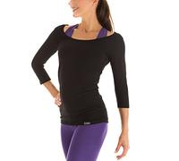 Winshape Women's Fitness Yoga Pilates 3/4-Sleeved Shirt WS4, Womens, Fitness Yoga Pilates Arm Shirt, black