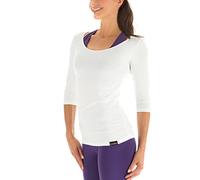 Winshape Women's Fitness Yoga Pilates 3/4-Sleeved Shirt WS4, Womens, Fitness Yoga Pilates Arm Shirt, White
