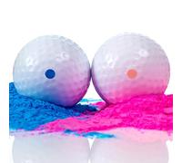 Winsharp Gender Reveal Golf Balls Exploding Golf Ball Set - 2 Balls - 1 Pink & Blue Plus Golf Tees and 20 PINK and 20 BLUE Baby Gender Voting Stickers