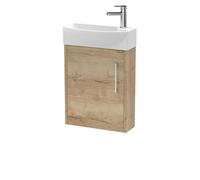 Winshill Contemporary 1 Door Left-Hand Wall Hung Cloakroom Vanity Unit with Basin, Light Oak, 440mm